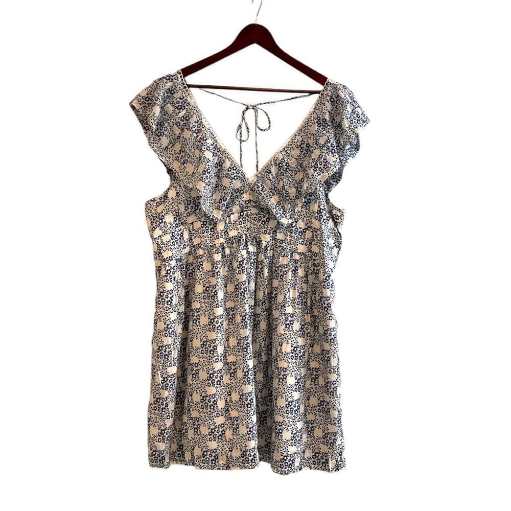 Anthropologie V-Neck Plunge Tunic Mini Dress Womens Size XL Blue White Black NWT - Picture 5 of 14